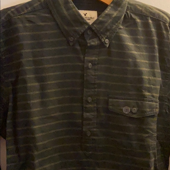 American Eagle Half Button Down Long Sleeve Shirt - Picture 3 of 7
